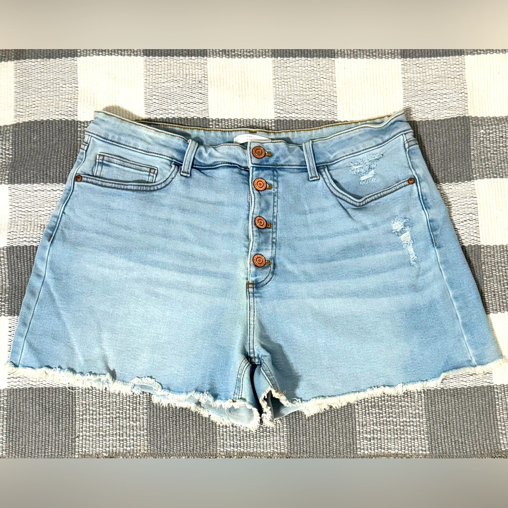 LC Lauren Conrad Blue Jean Shorts Distressed Cotton Blend